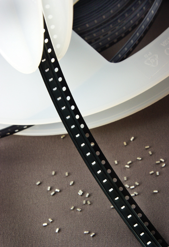 Solder Fortification® preforms packed in tape & reel packaging, for use in existing SMT production lines.