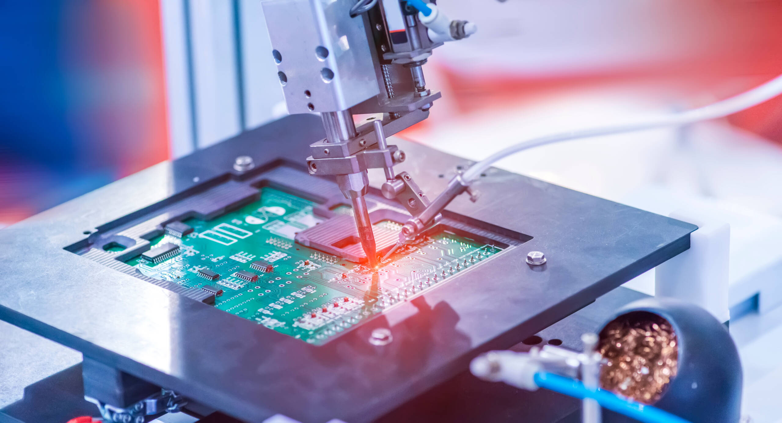 robotic soldering iron tips of automated manufacturing soldering and assembly pcb board