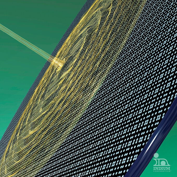 Abstract digital artwork featuring a large circular disk with binary code patterns and intersecting golden lines against a green background.