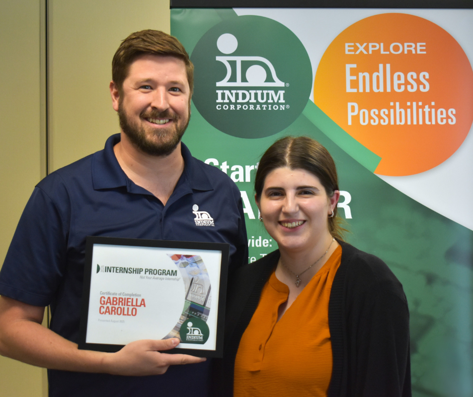 Indium Corporation technical support engineering intern, Gabriella Carollo at commencement.