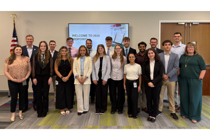 Indium Corporation President and CEO Ross Berntson (back, far left) with the 2026 summer internship class, the program coordinators, and members of his senior leadership team.